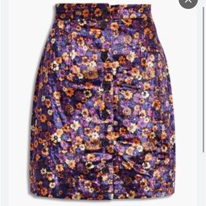 Antik Batik Purple Orange Velvet Mini Skirt